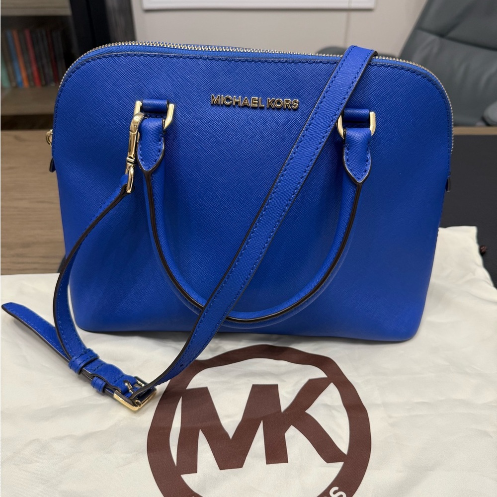 Michael Kors Blue Crossbody Bag with Silver Hardware
